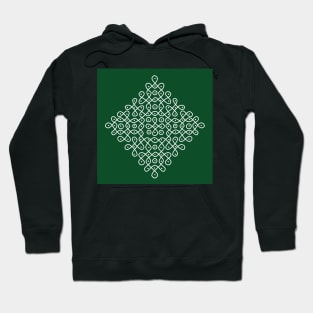 Dot Kolam green, Rangoli, Muggu Hoodie